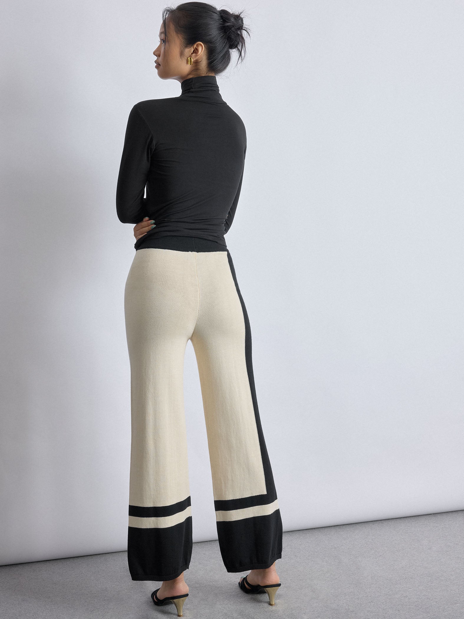 Black Colourblock Knit Pants