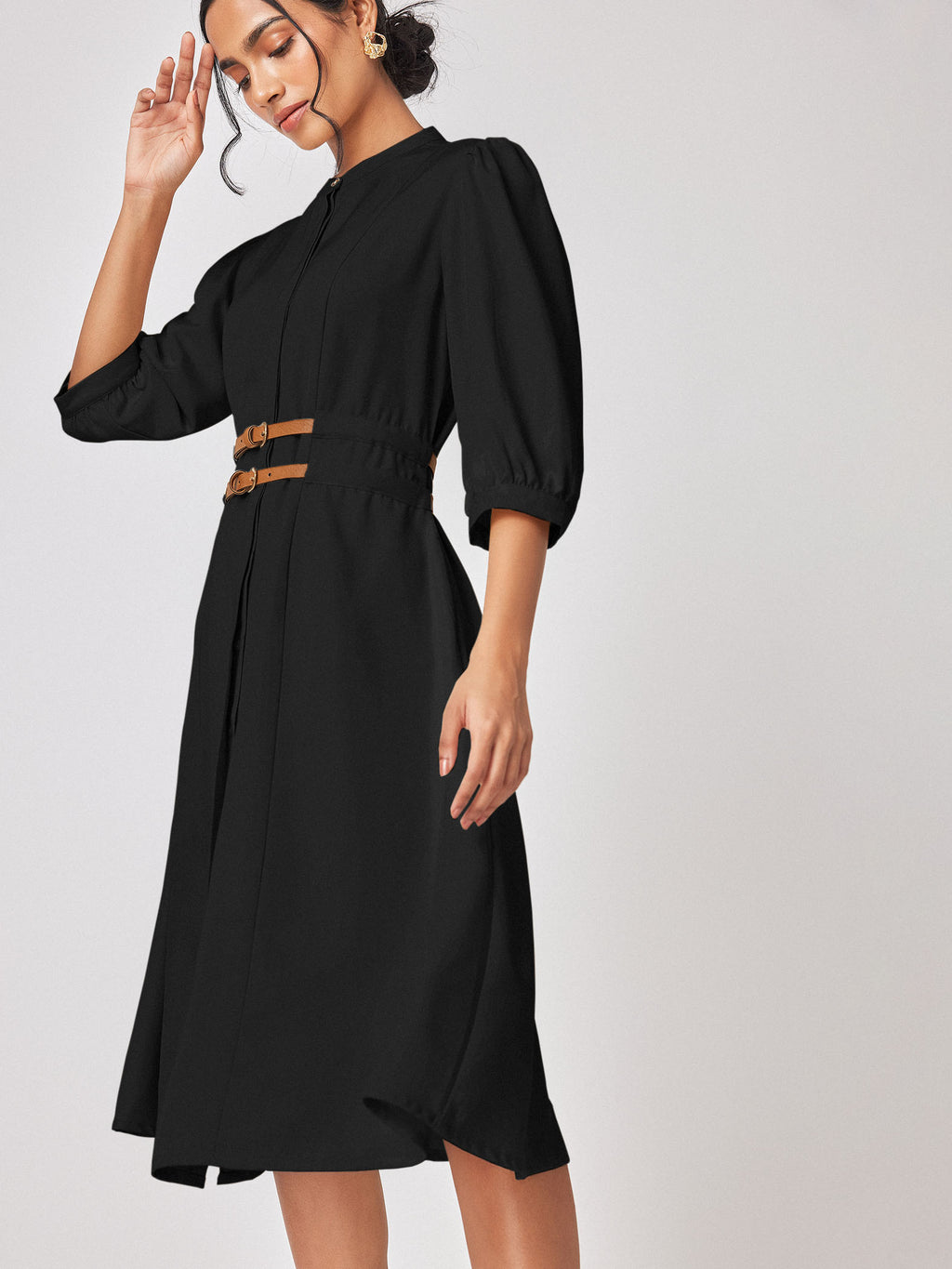 Black Double Belted Dress