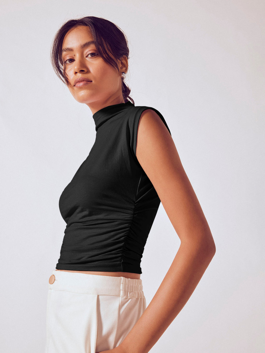 Black High Neck Knit Top