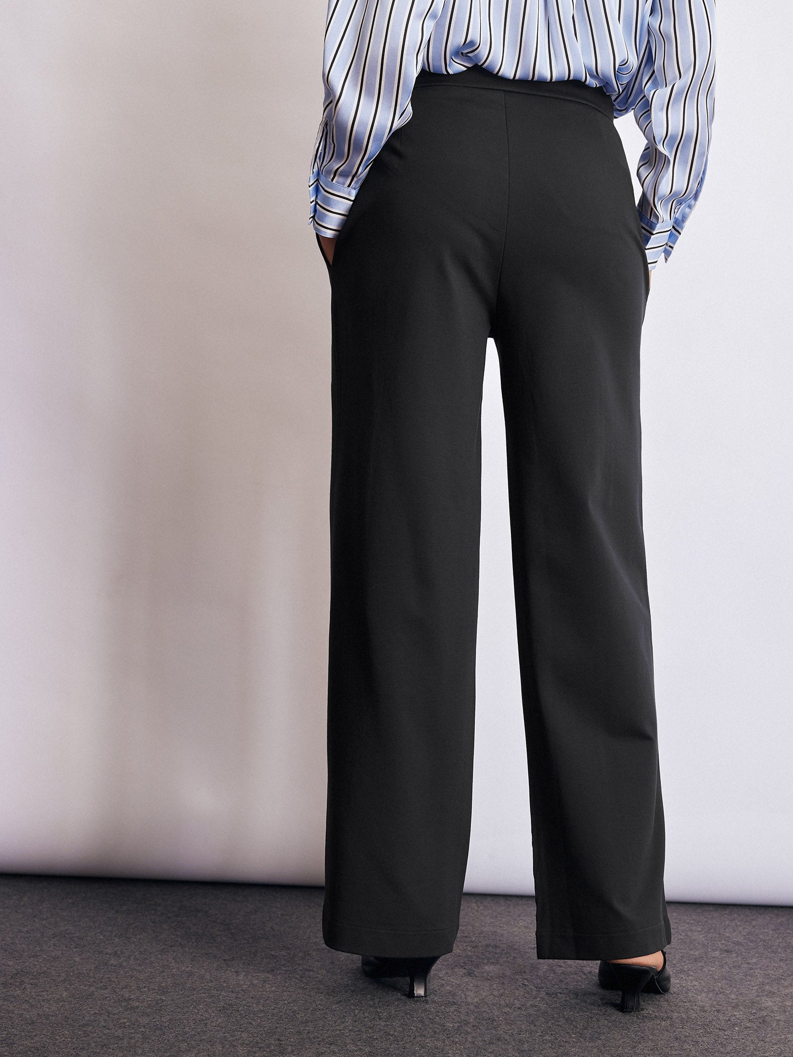 Black Knit Belted Trousers