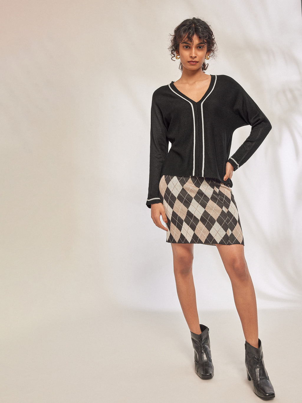 Black Knit Dolman Sleeve Top