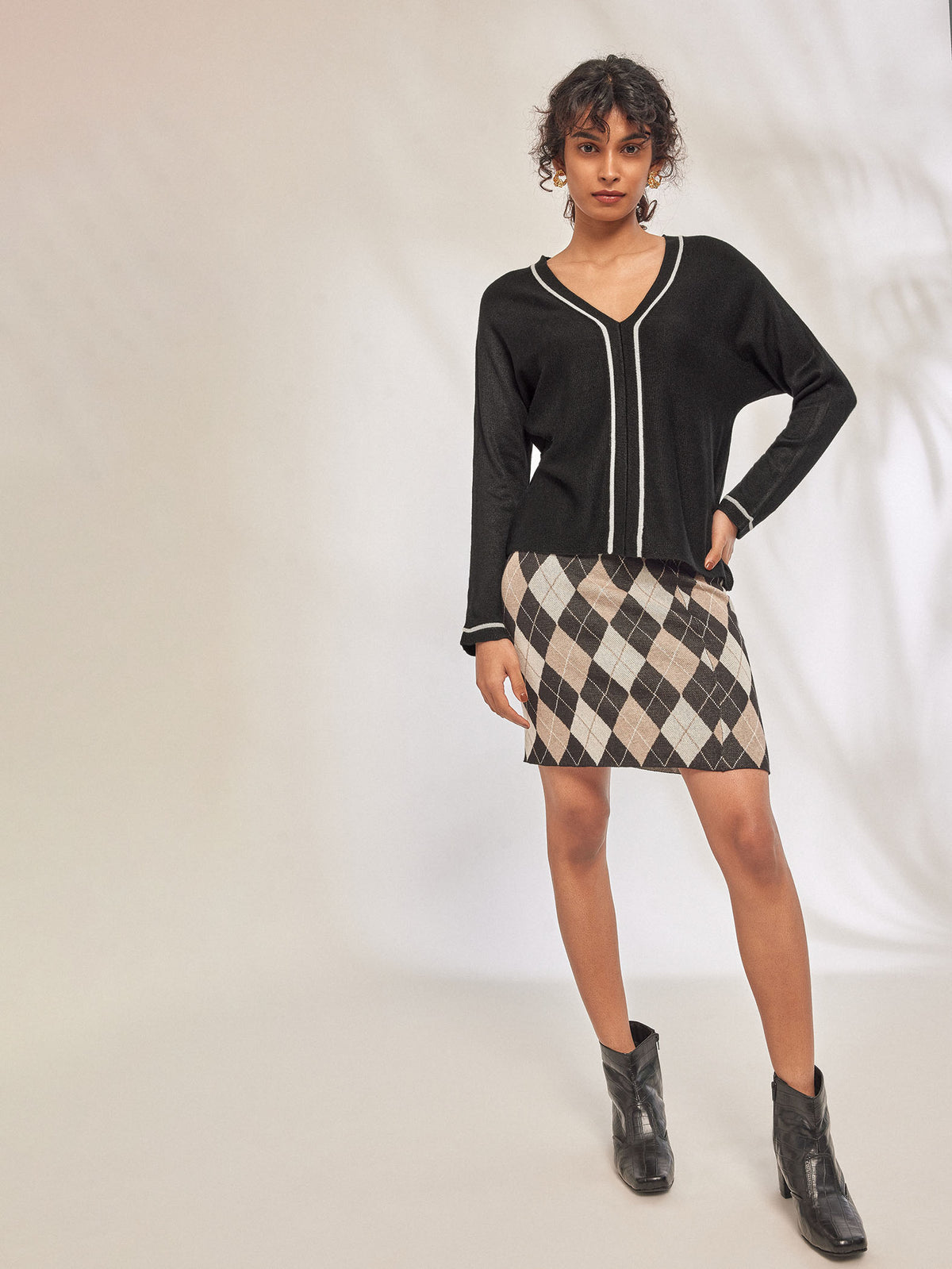 Black Knit Dolman Sleeve Top