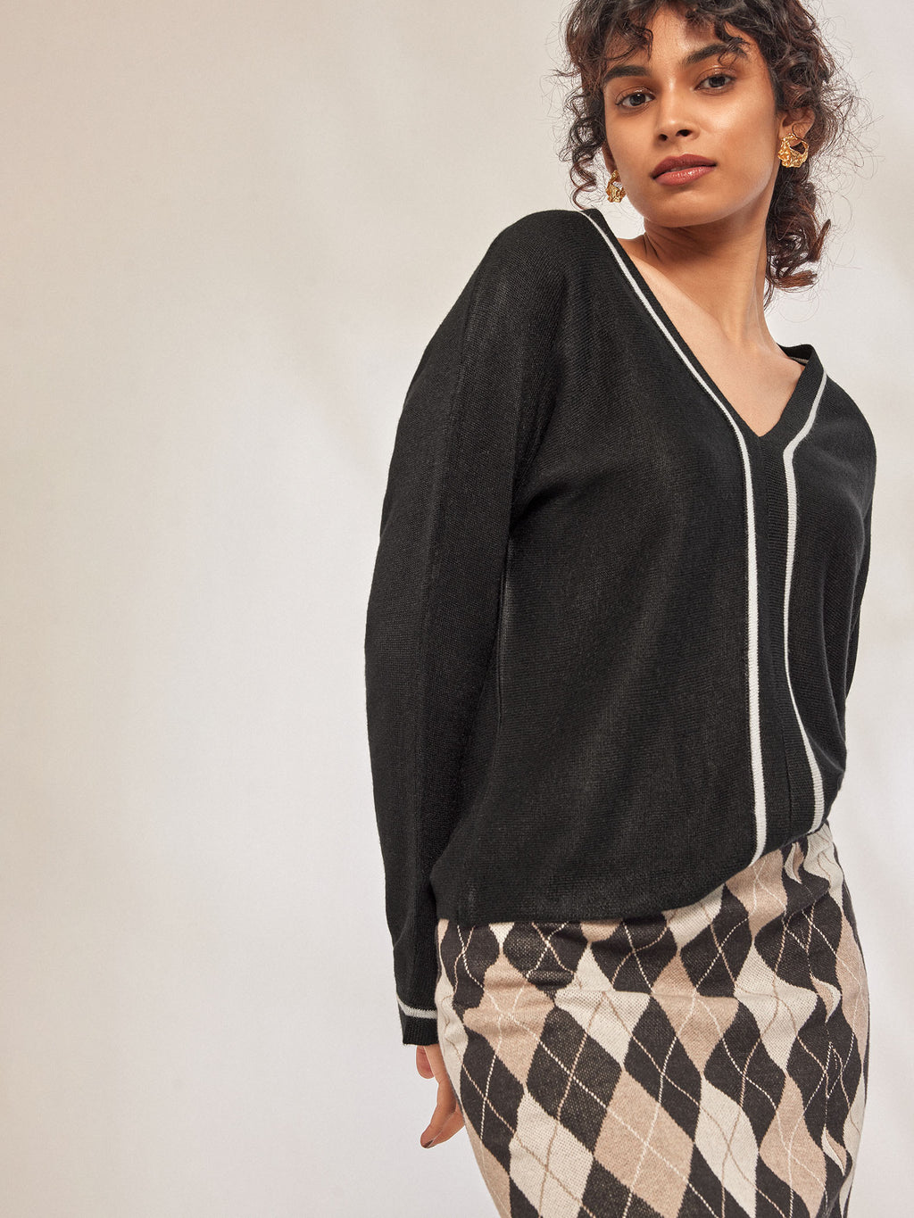 Black Knit Dolman Sleeve Top