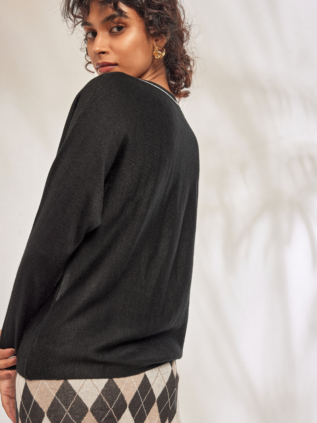 Black Knit Dolman Sleeve Top