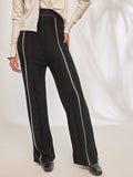 Black Knit Piping Detail Trousers