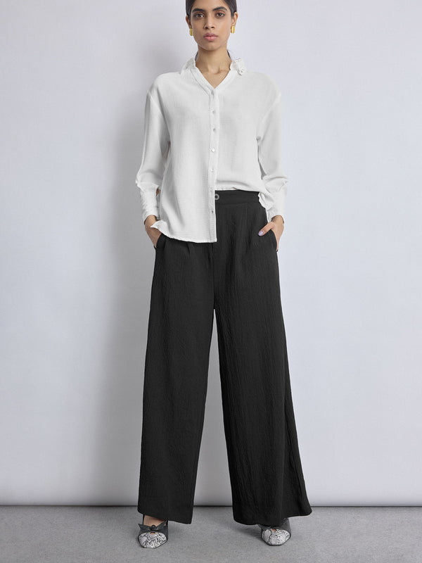 Black Pleated Flare Pants