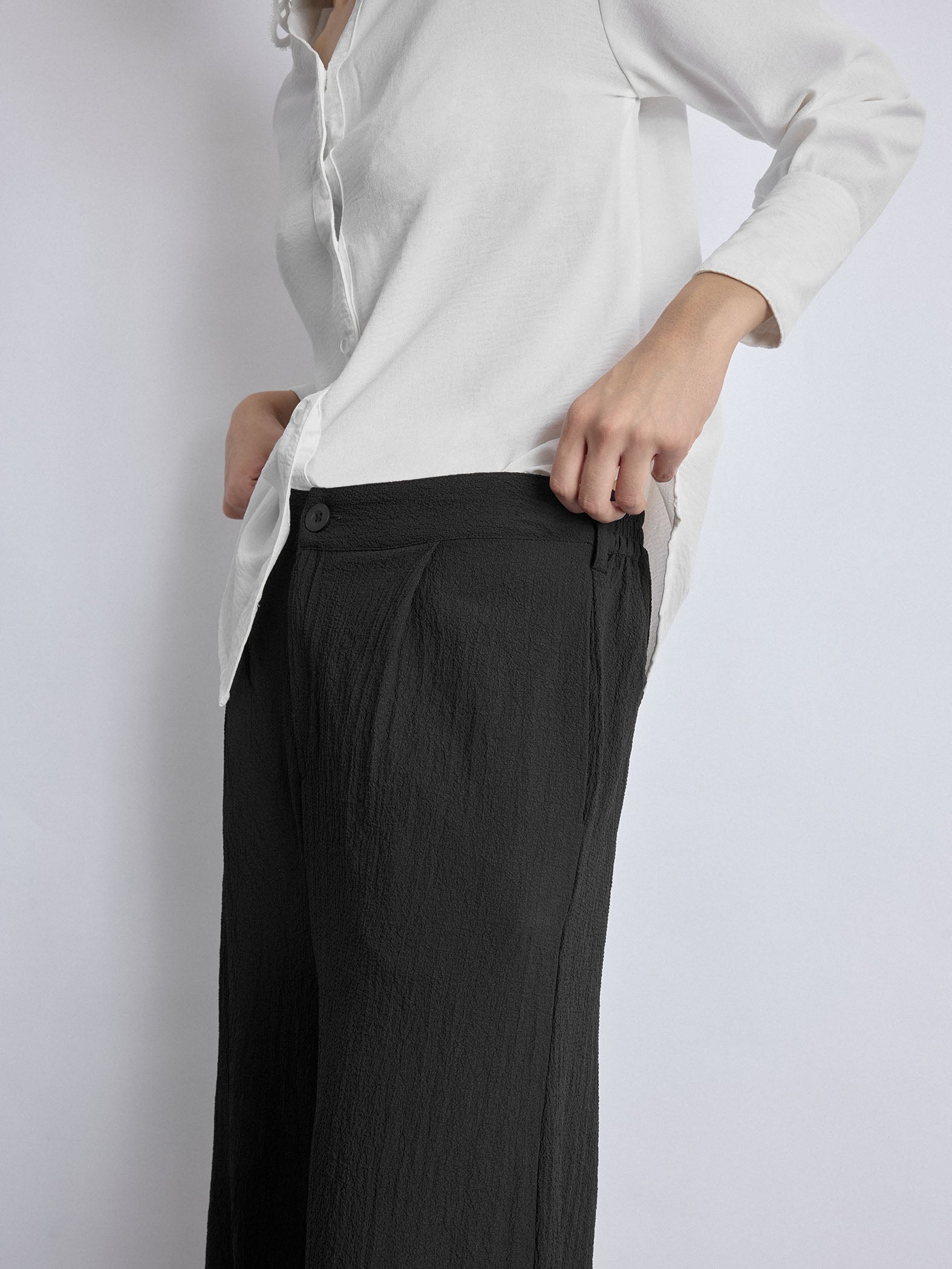 Black Pleated Flare Pants