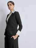 Black Ruched Sleeve Blazer
