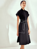Black Self Tie Shirt Dress