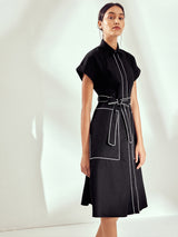 Black Self Tie Shirt Dress