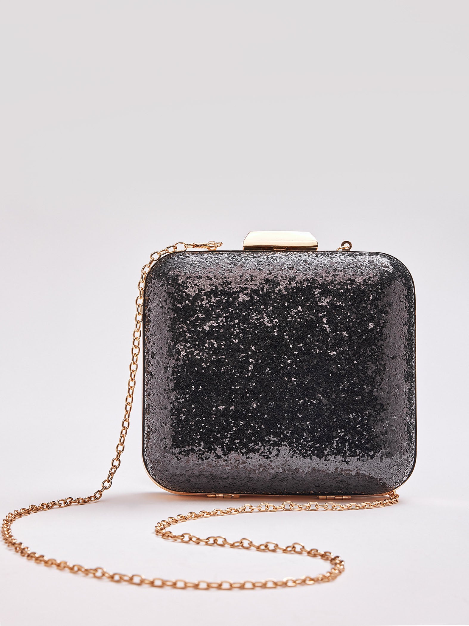 Black Shimmer Square Clutch