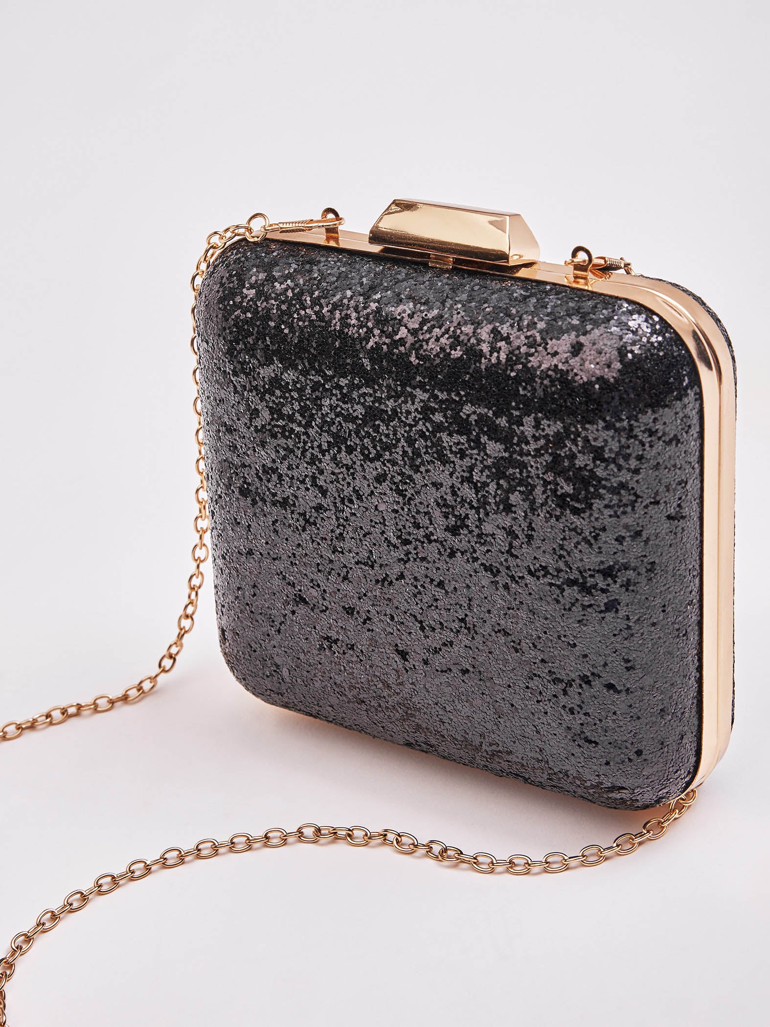 Black Shimmer Square Clutch