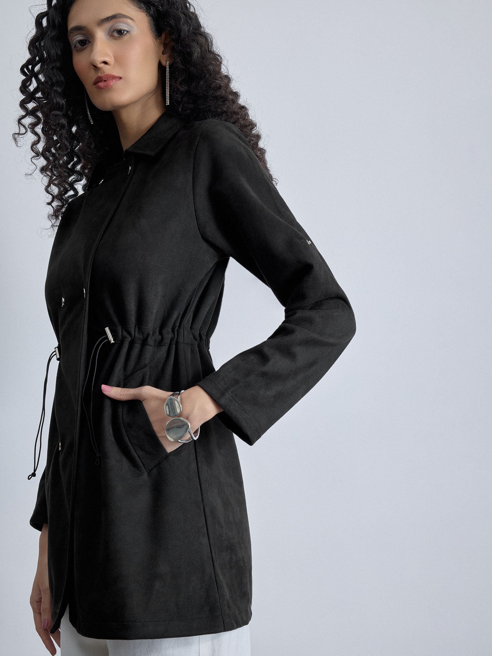 Black Suede Adjustable Jacket