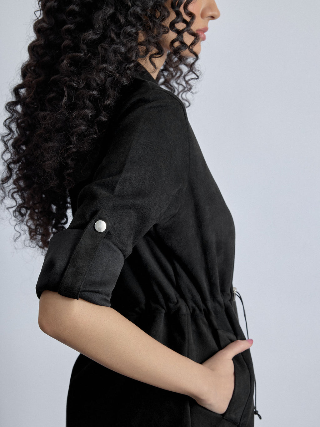 Black Suede Adjustable Jacket