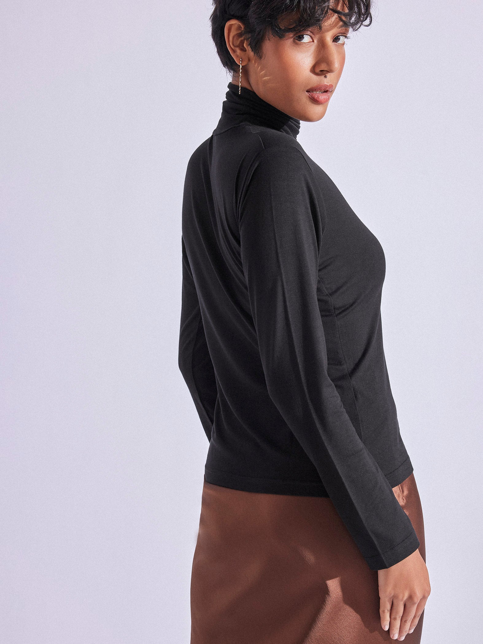 Black Turtle Neck Top