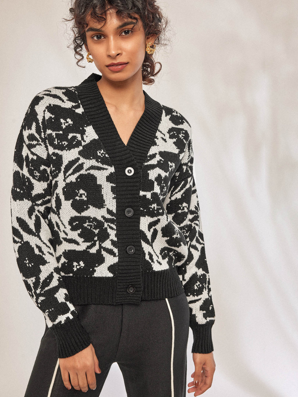 Black & White Jacquard Knit Sweater