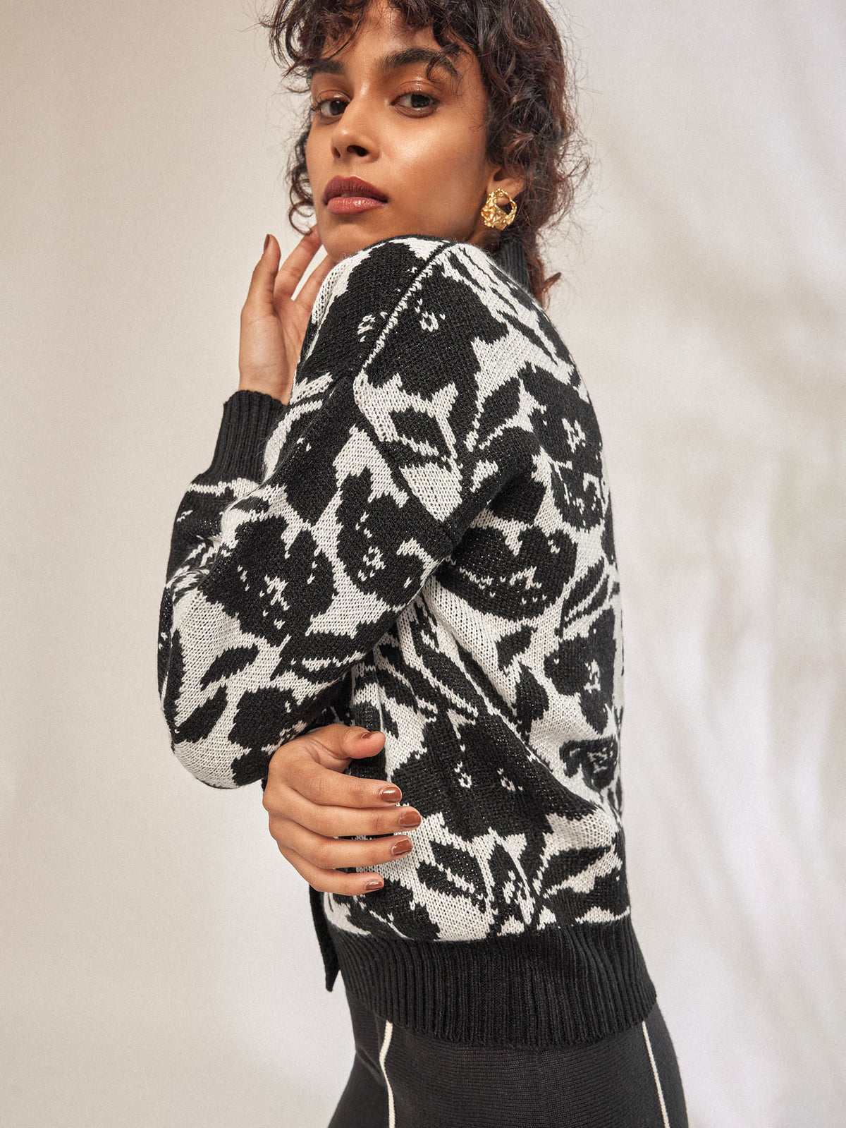 Black & White Jacquard Knit Sweater