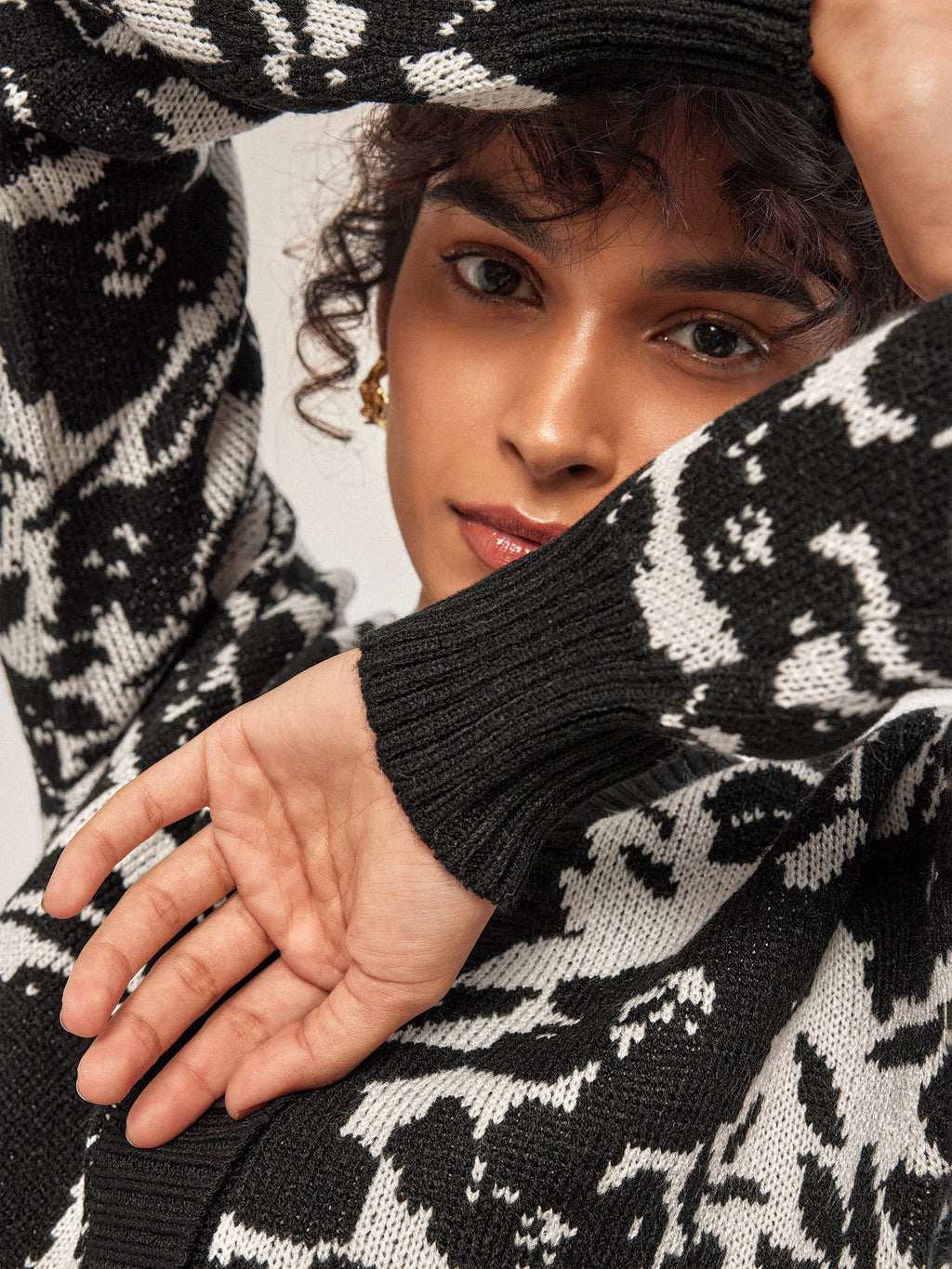 Black & White Jacquard Knit Sweater
