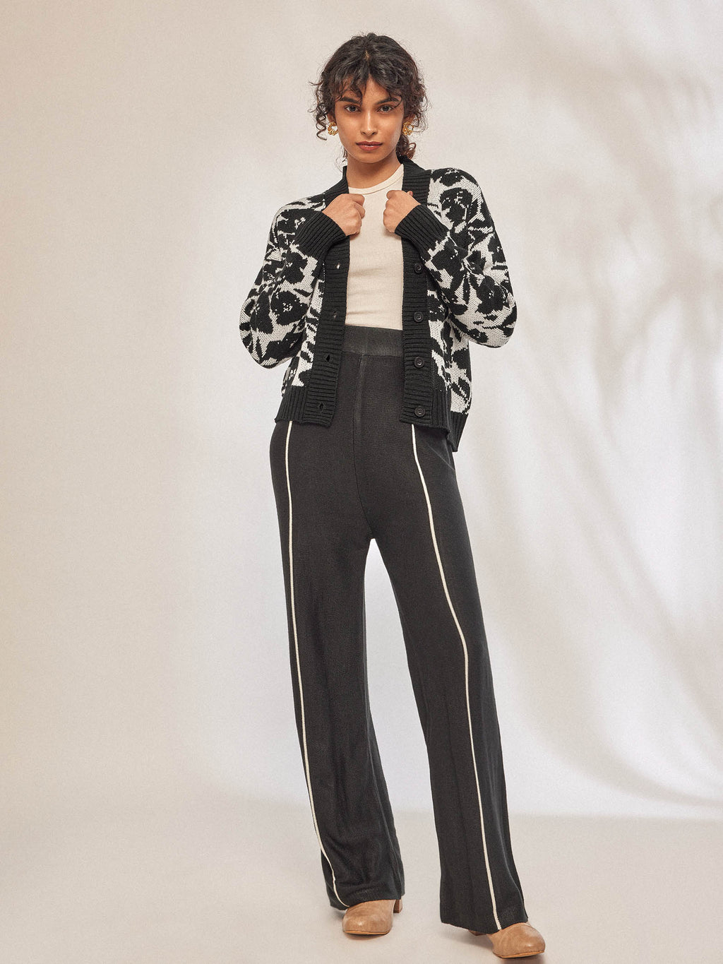 Black & White Jacquard Knit Sweater