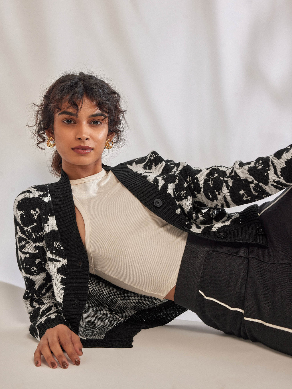 Black & White Jacquard Knit Sweater