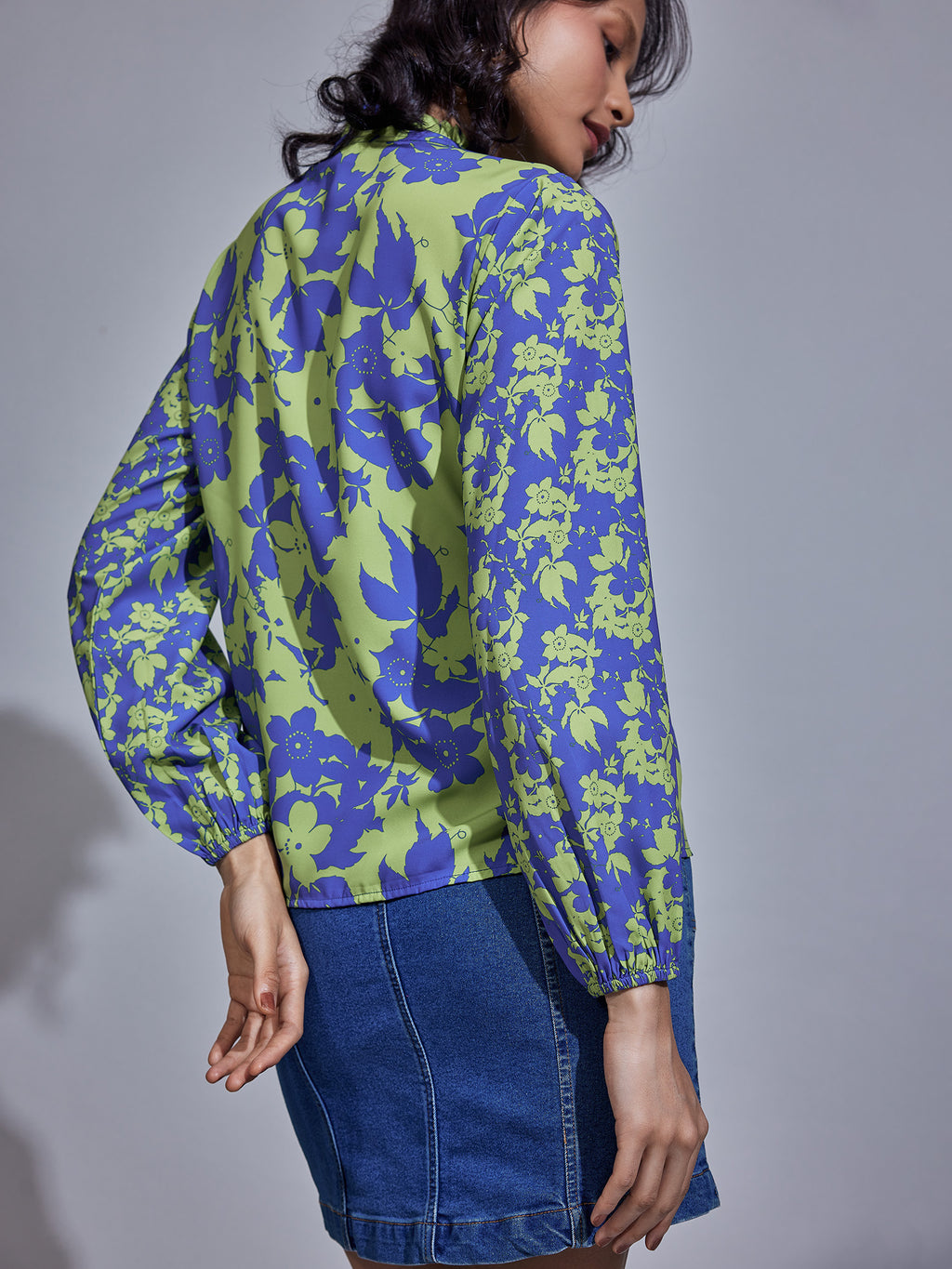 Blue & Pear Floral Print Shirt