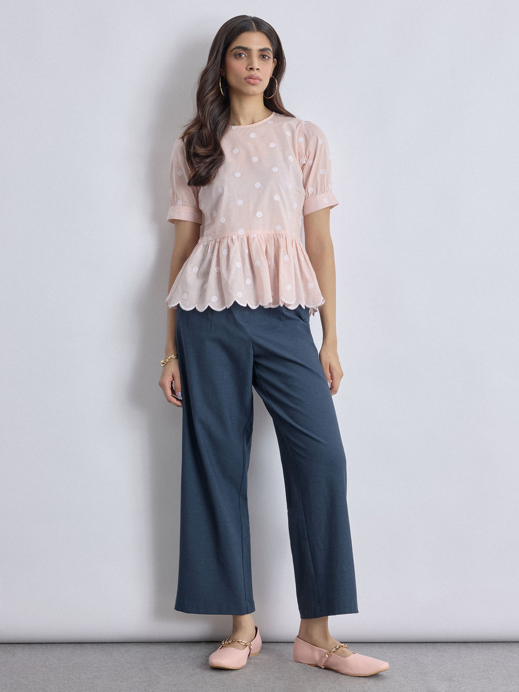 Blush Embroidered Peplum Top