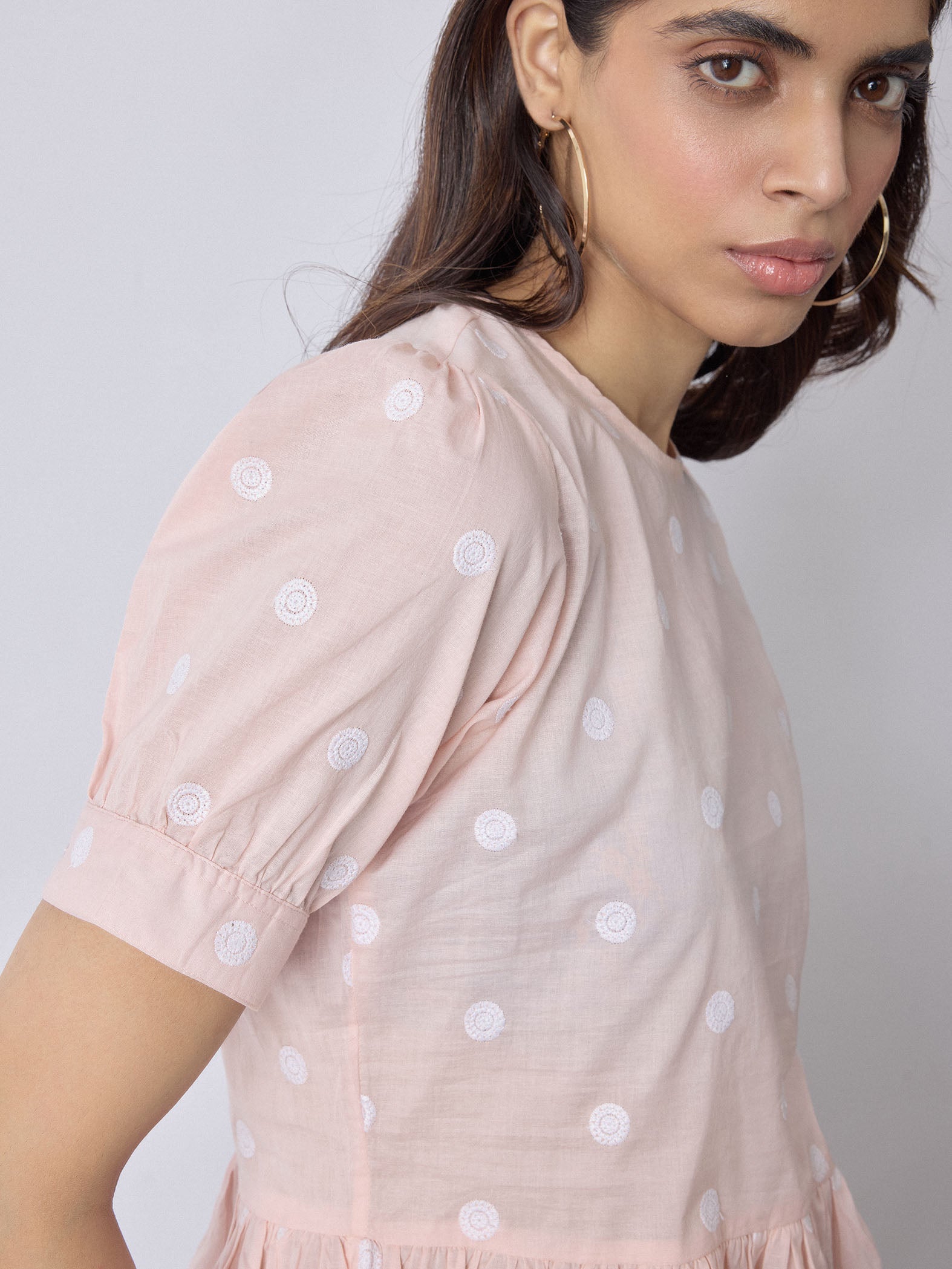 Blush Embroidered Peplum Top