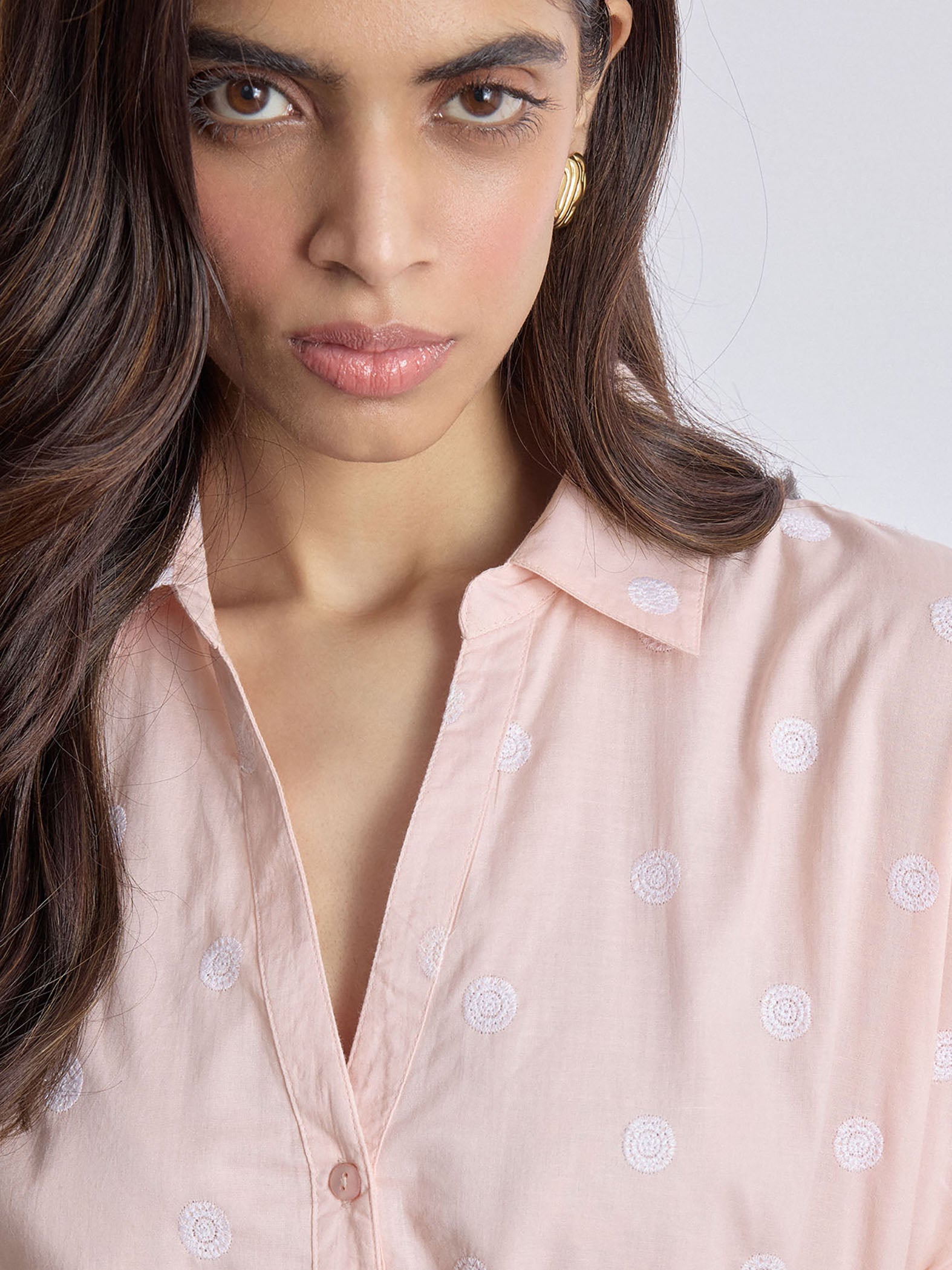Blush Embroidered Shirt Dress