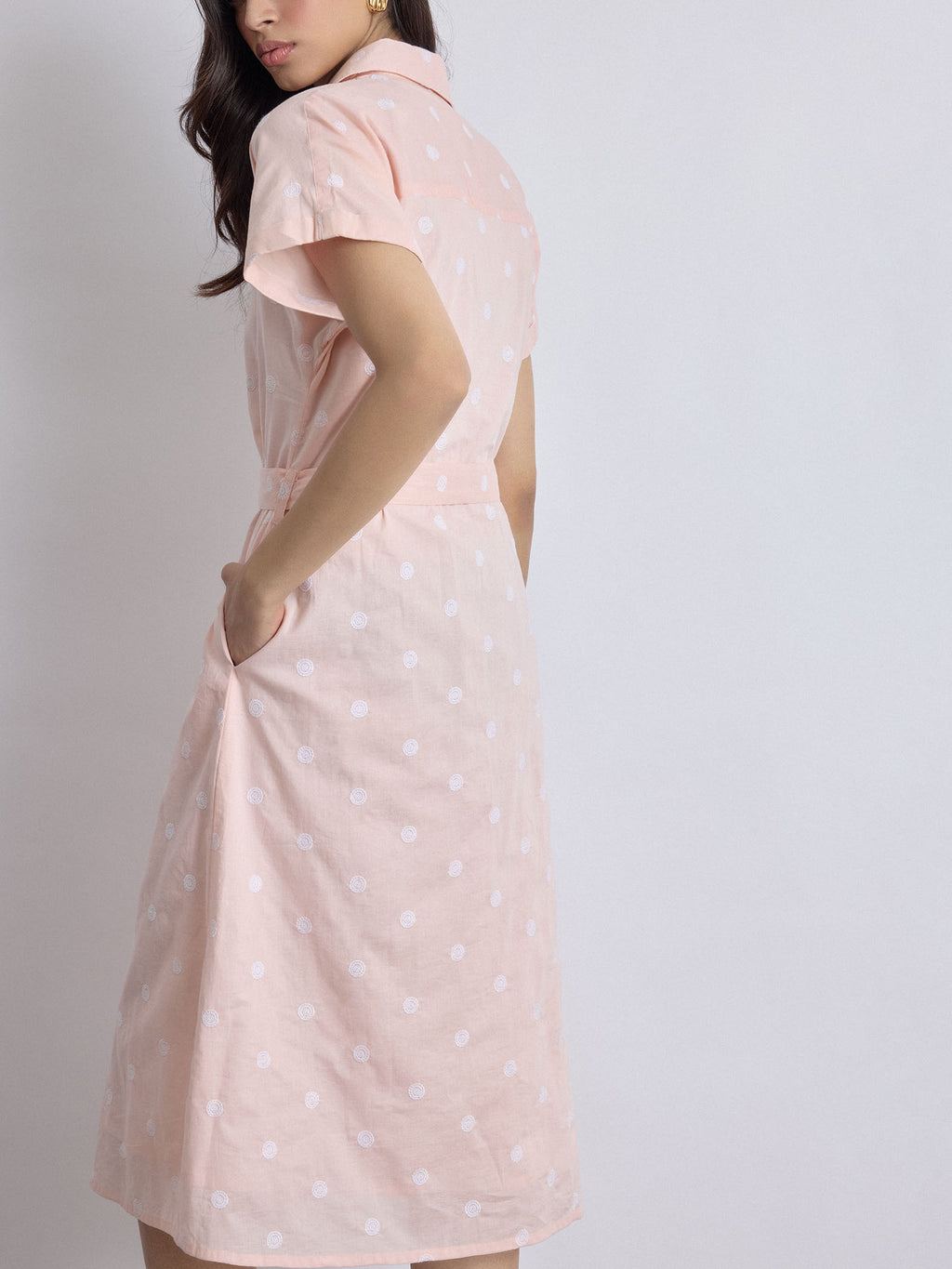 Blush Embroidered Shirt Dress