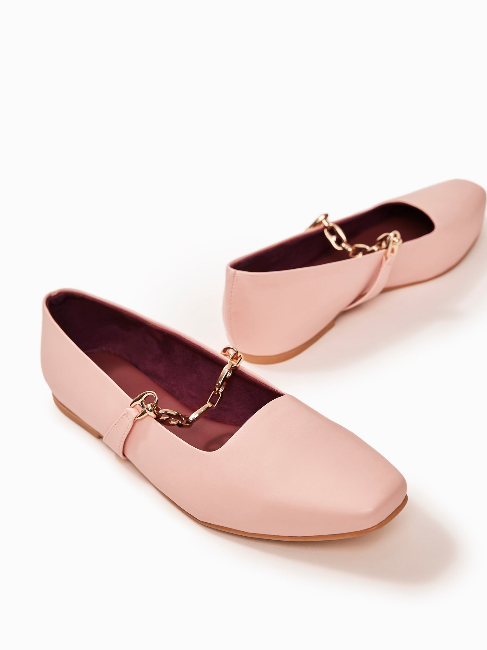 Blush Gold Chain Ballet Flats