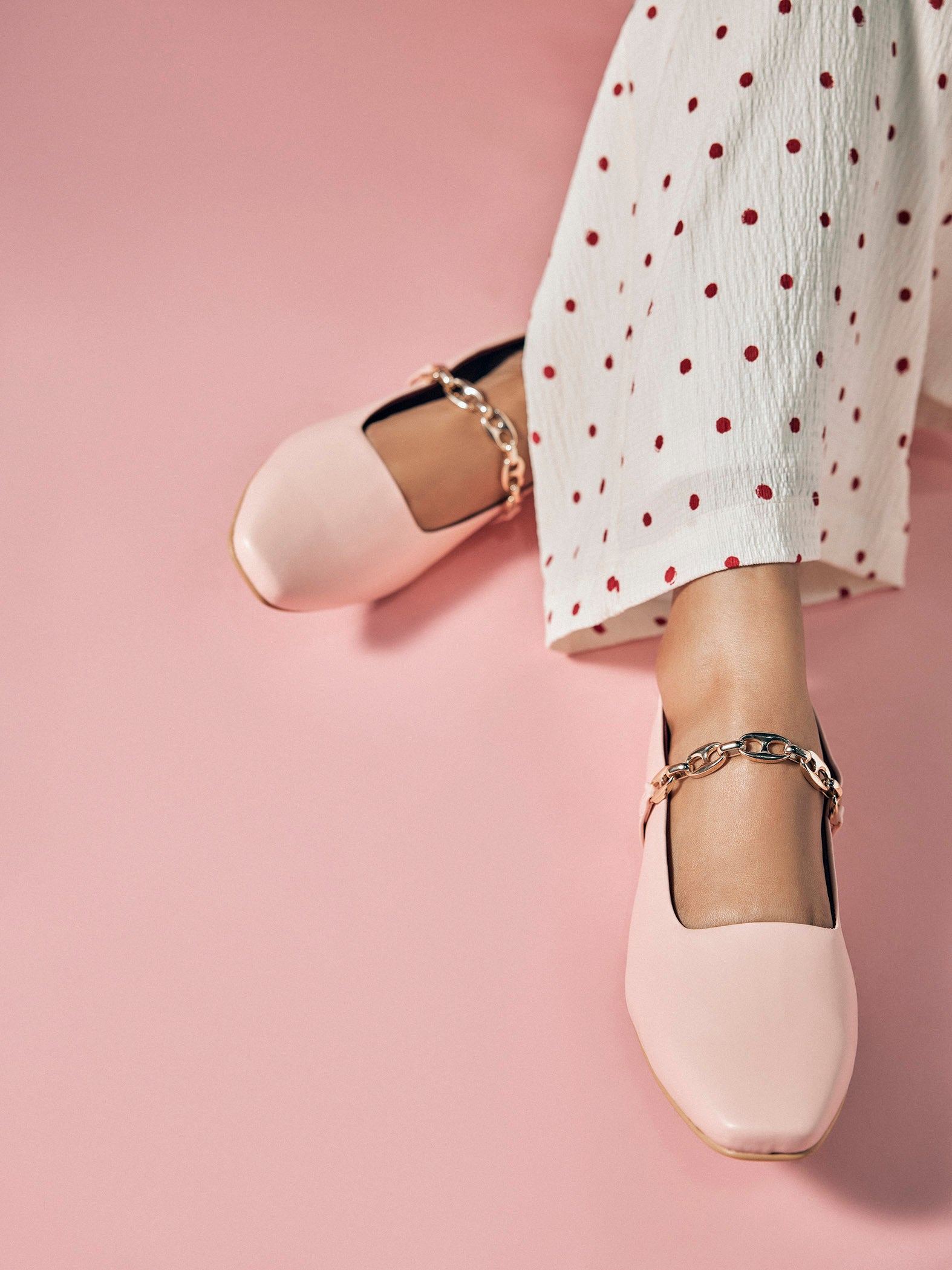 Blush Gold Chain Ballet Flats