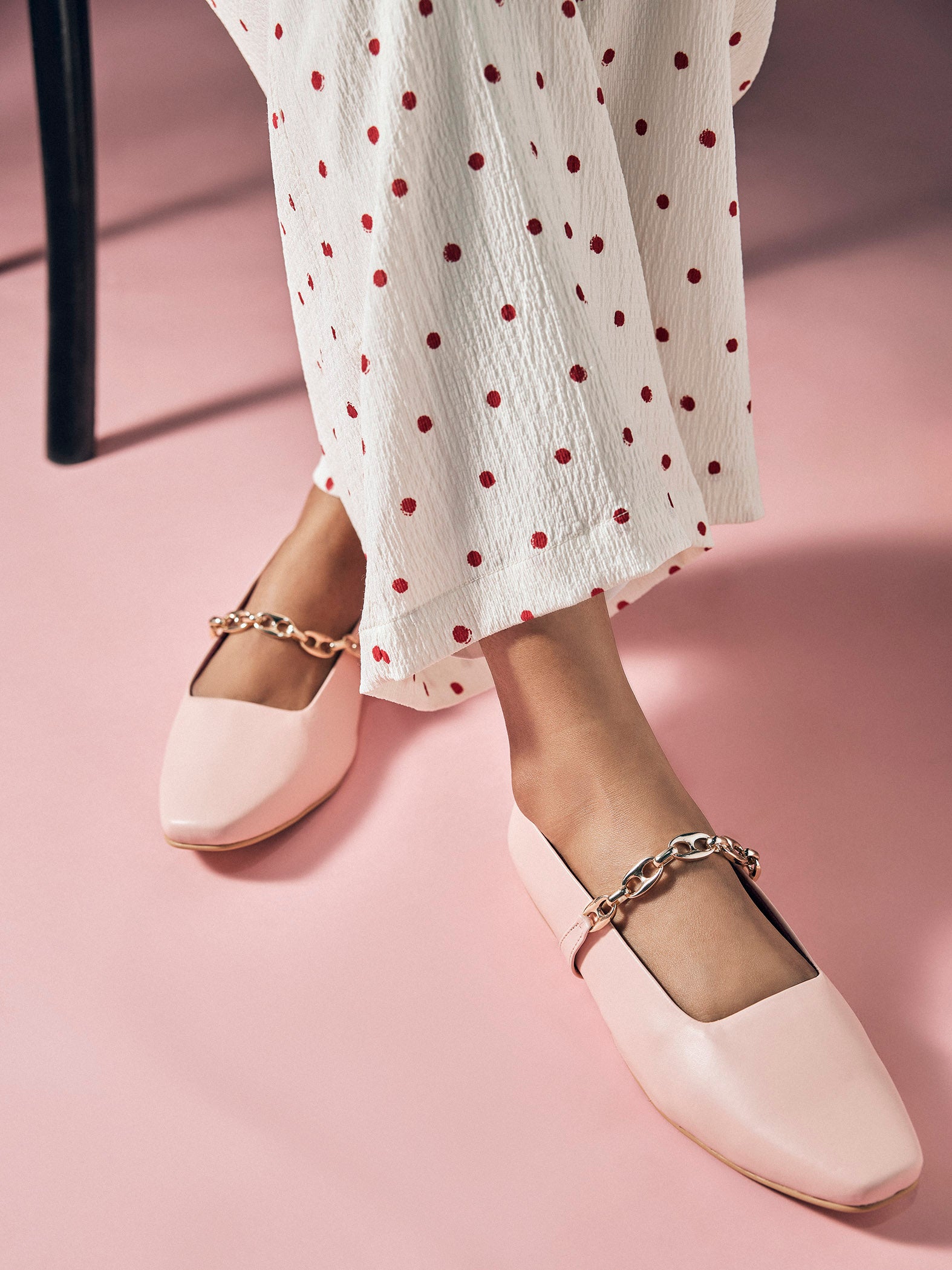 Blush Gold Chain Ballet Flats