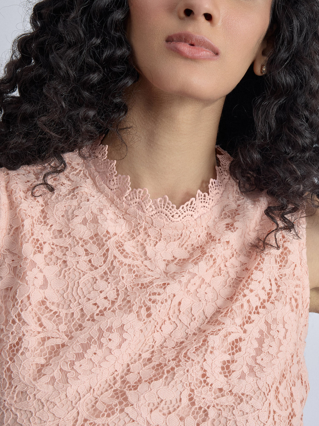 Blush Lace High Neck Top
