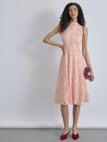 Blush Lace Panelled Midi Dress