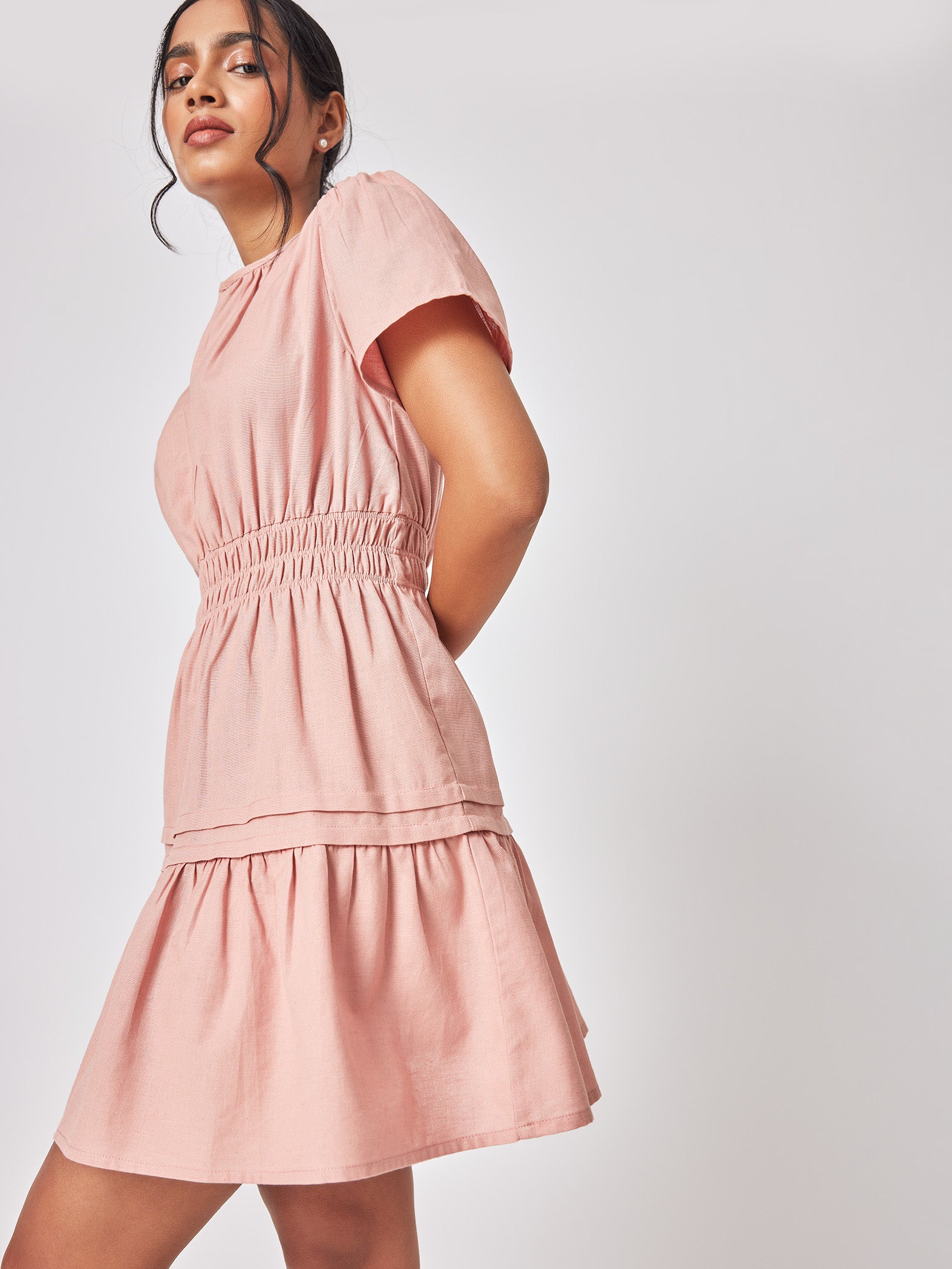 Blush Linen Tiered Dress