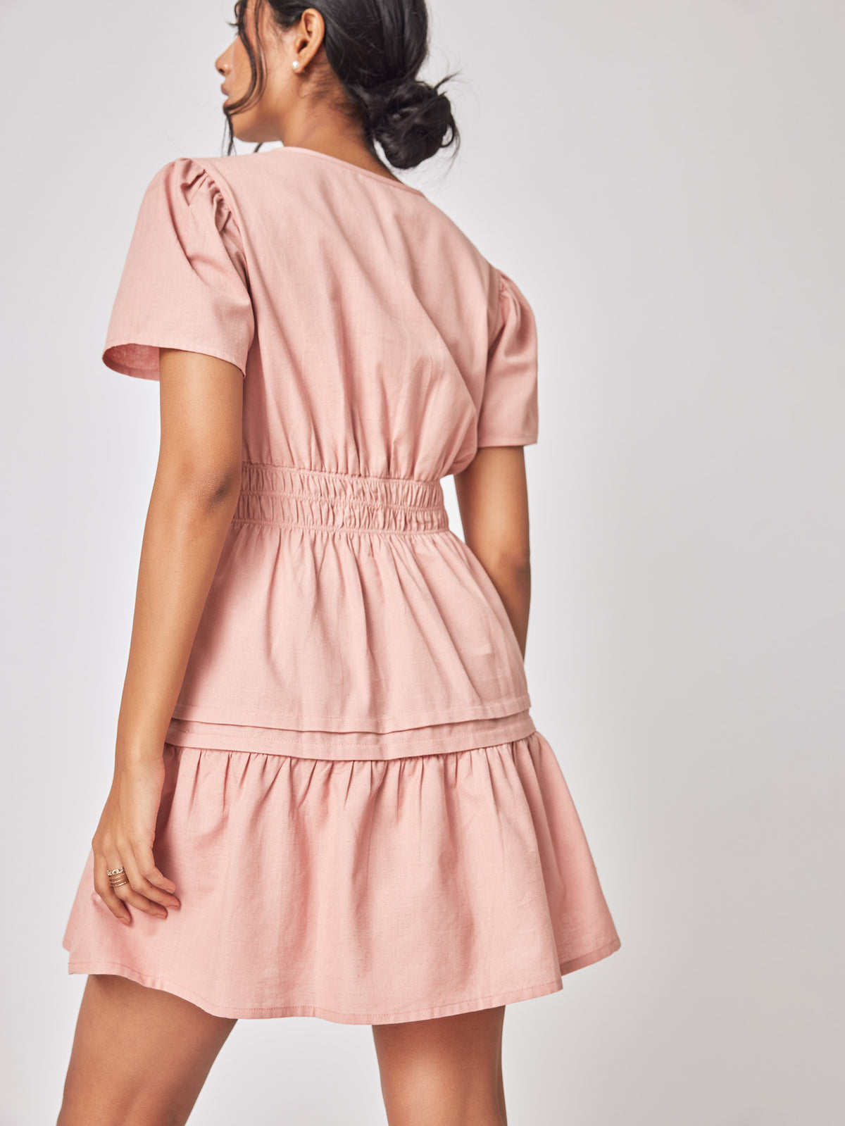 Blush Linen Tiered Dress