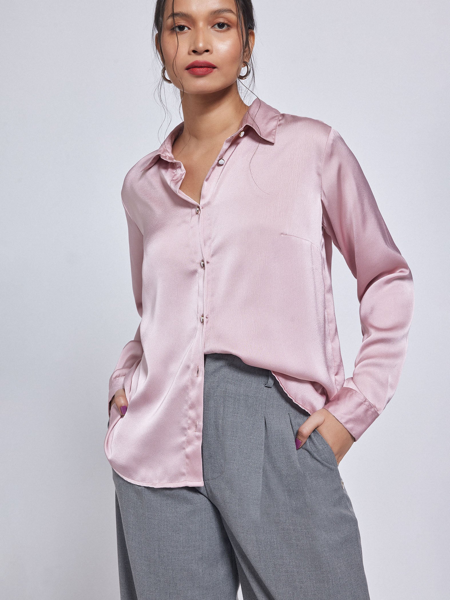 Blush Satin Shirt