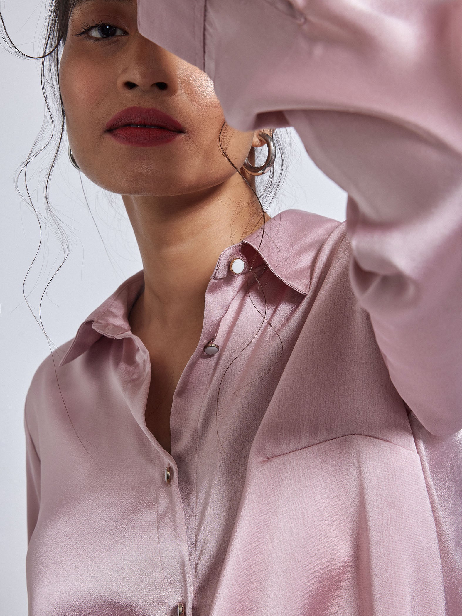 Blush Satin Shirt