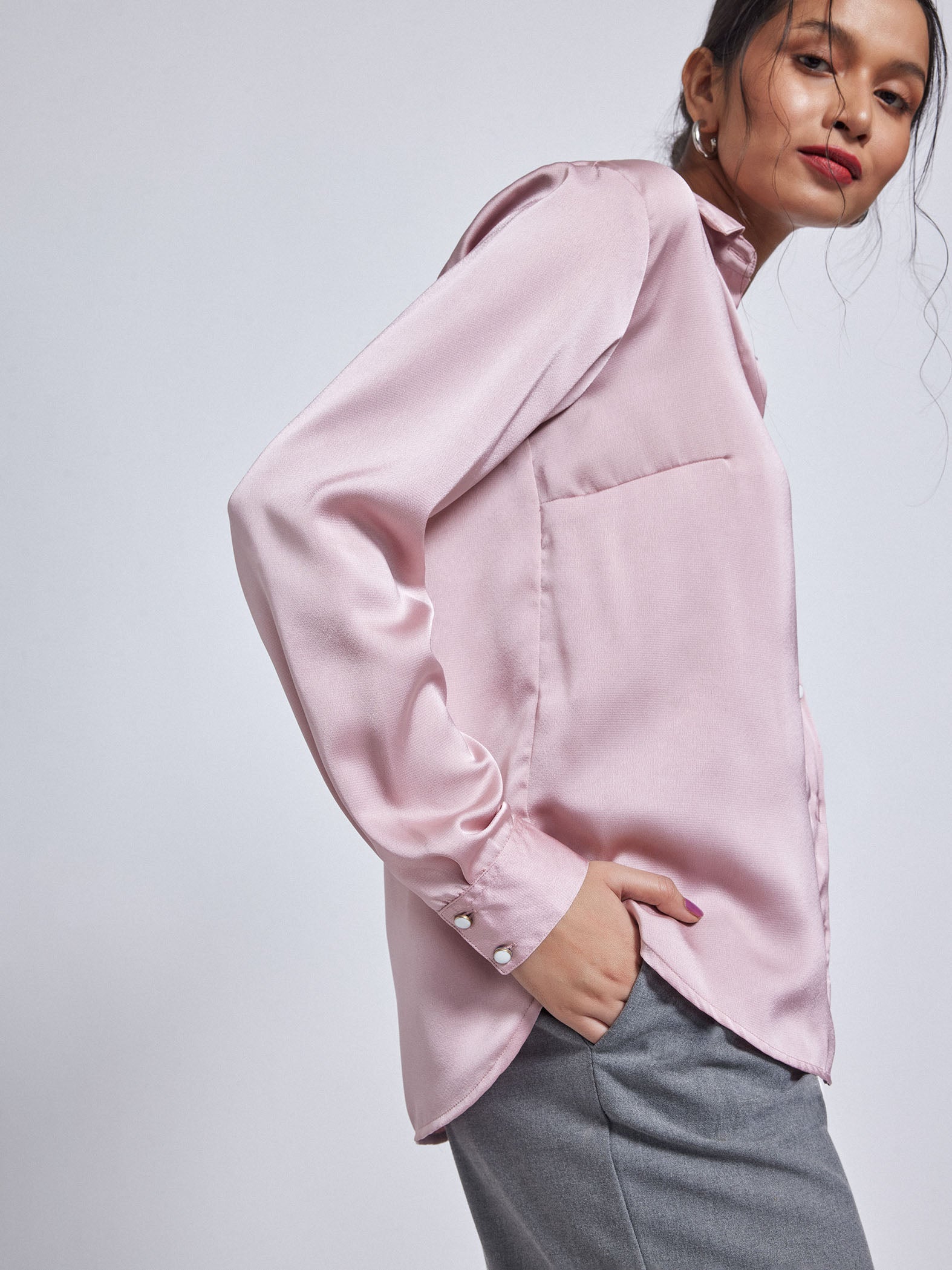 Blush Satin Shirt