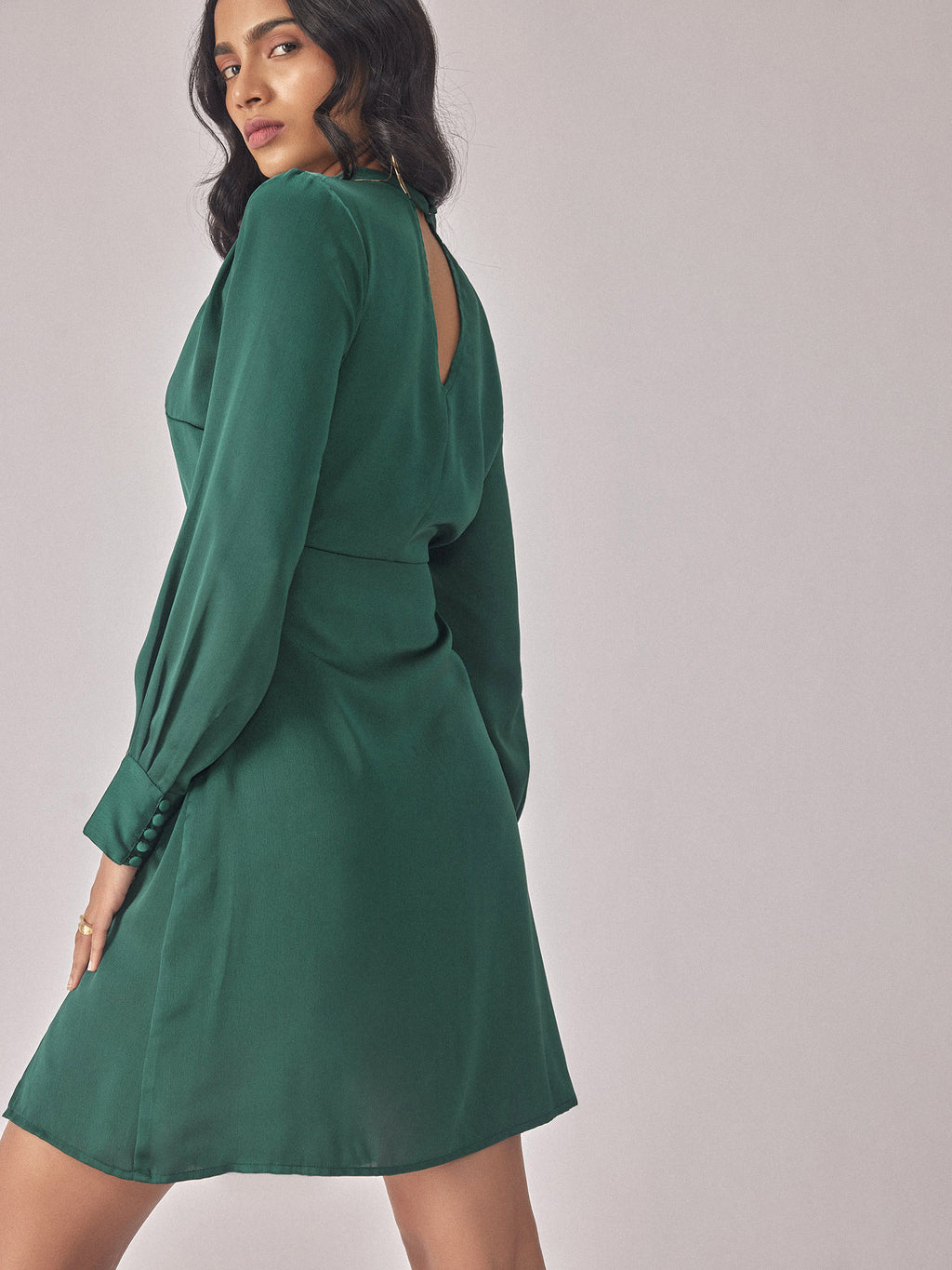 Bottle Green Satin Dress
