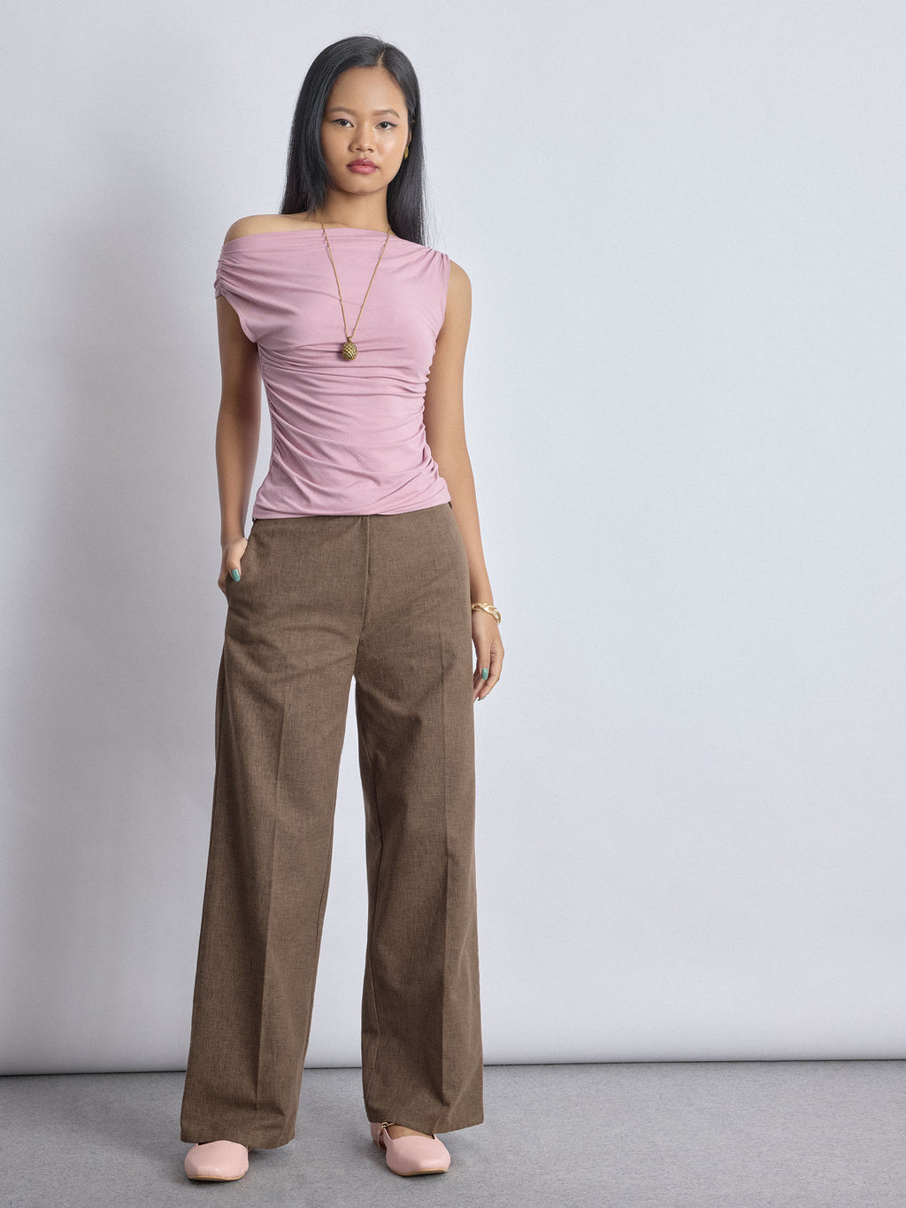 Bubblegum Asymmetric Neck Top