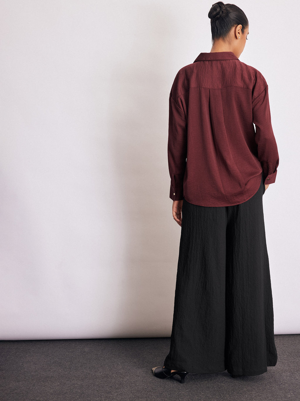 Burgundy Hammered Satin Shirt