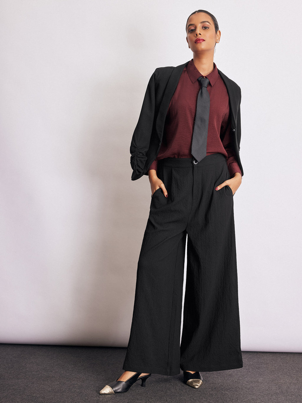 Burgundy Hammered Satin Shirt