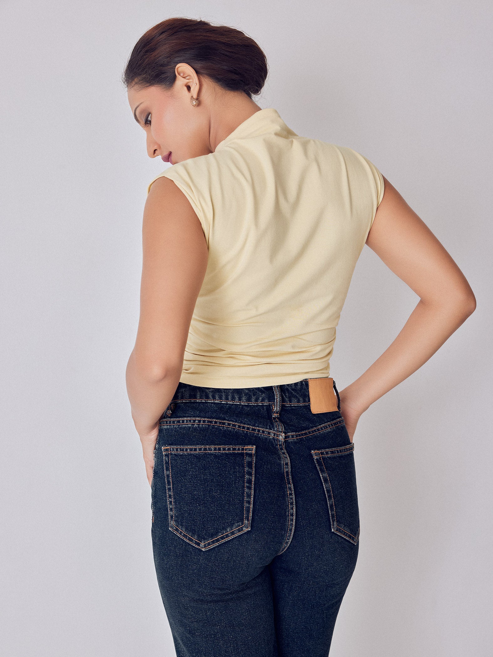 Butter Yellow Side Ruched Top