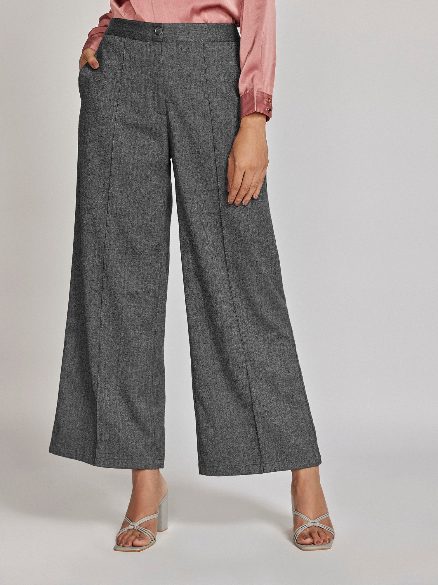 Charcoal Wide Leg Trousers