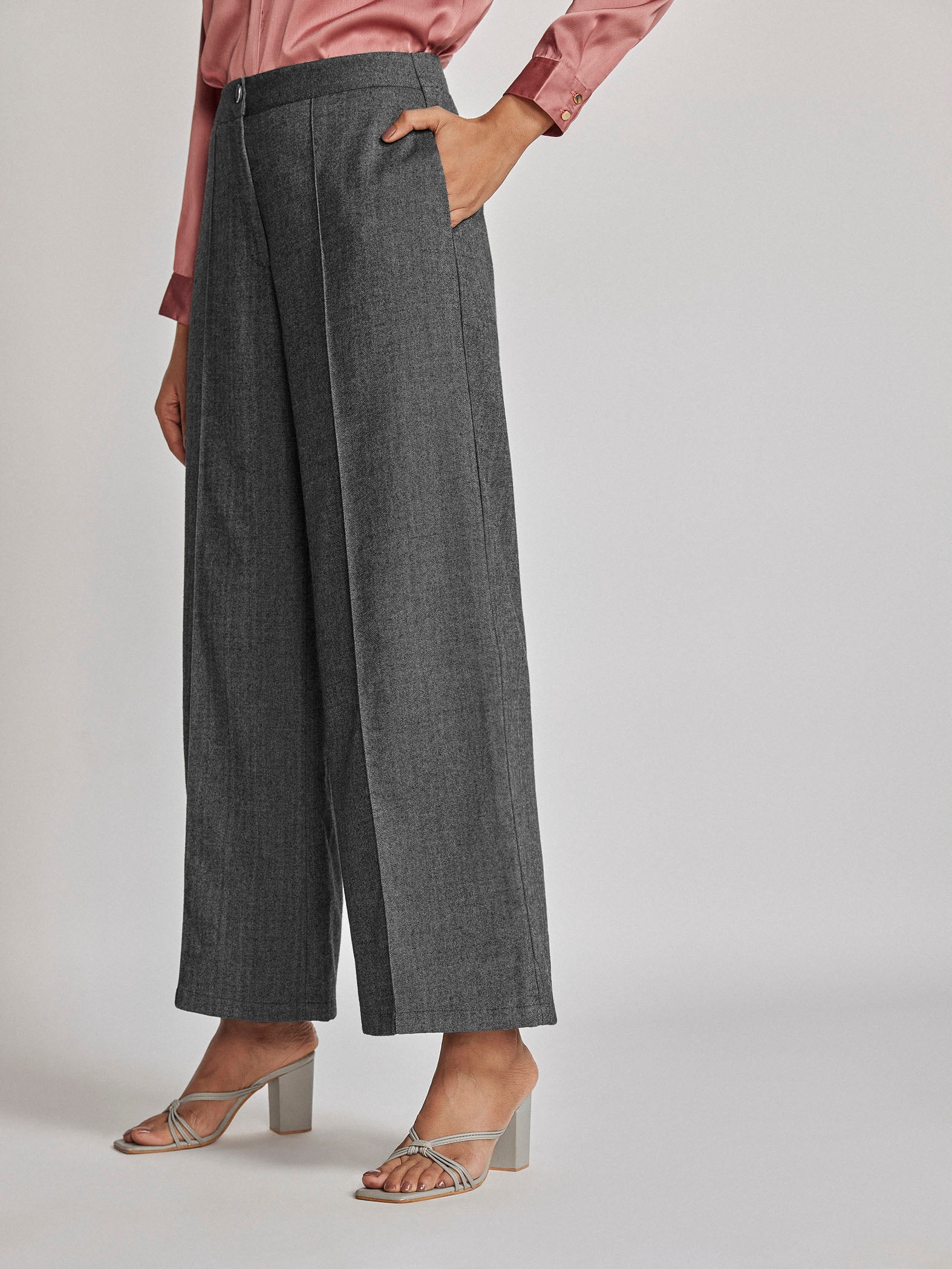 Charcoal Wide Leg Trousers