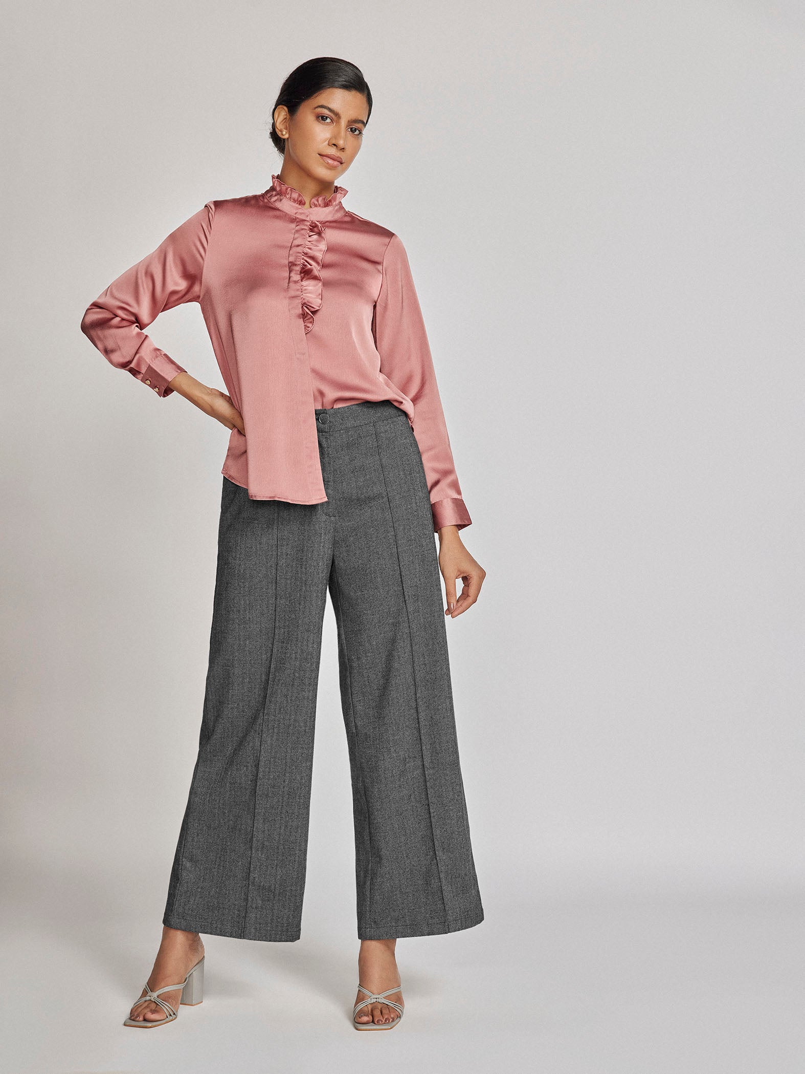 Charcoal Wide Leg Trousers