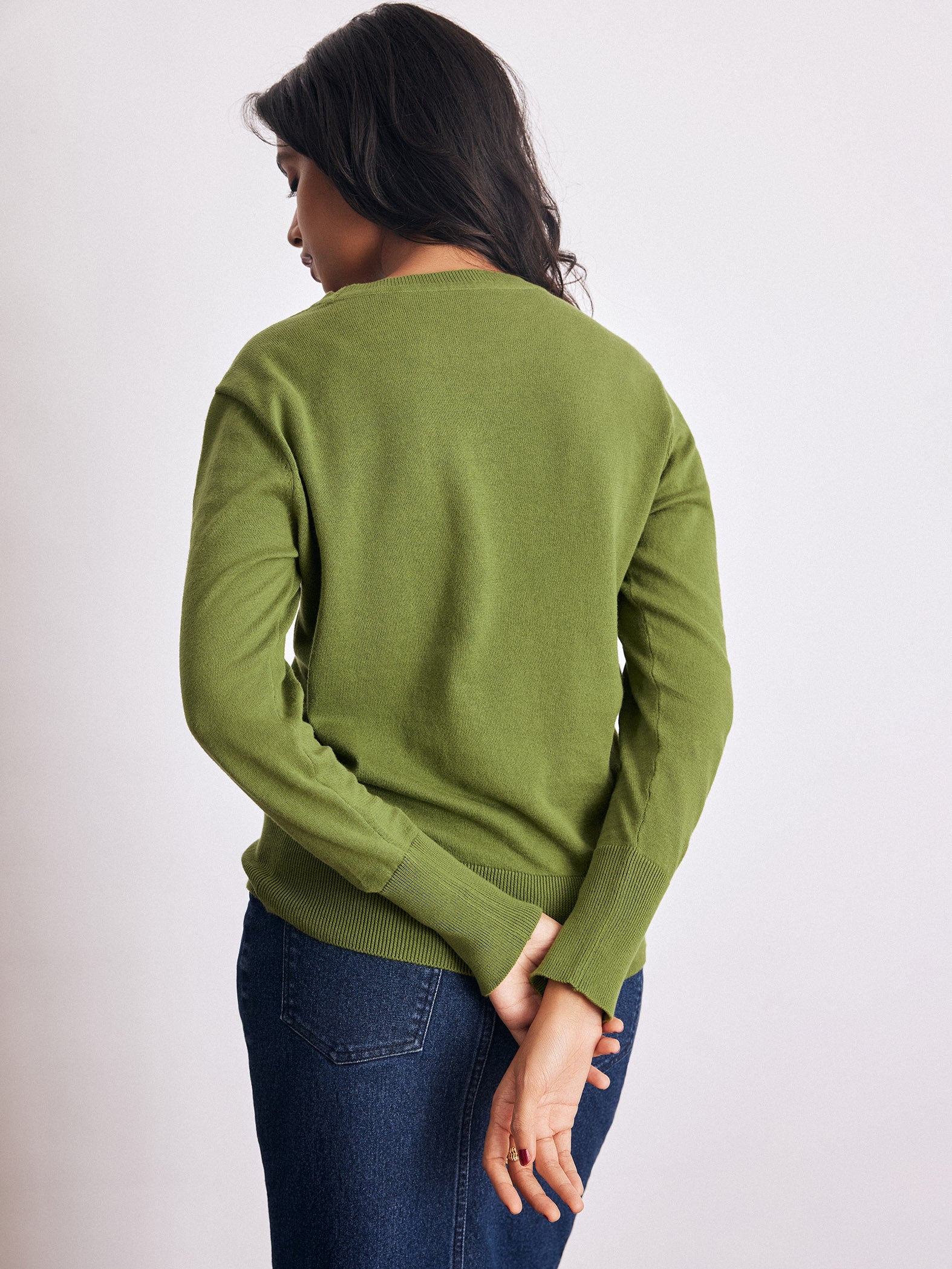 Chartreuse Buttoned Cuff Knit Top