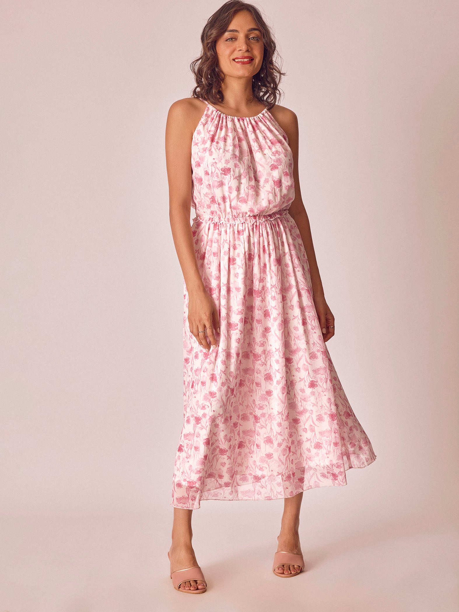 Cherry Blossom Ruffle In Cut Dress