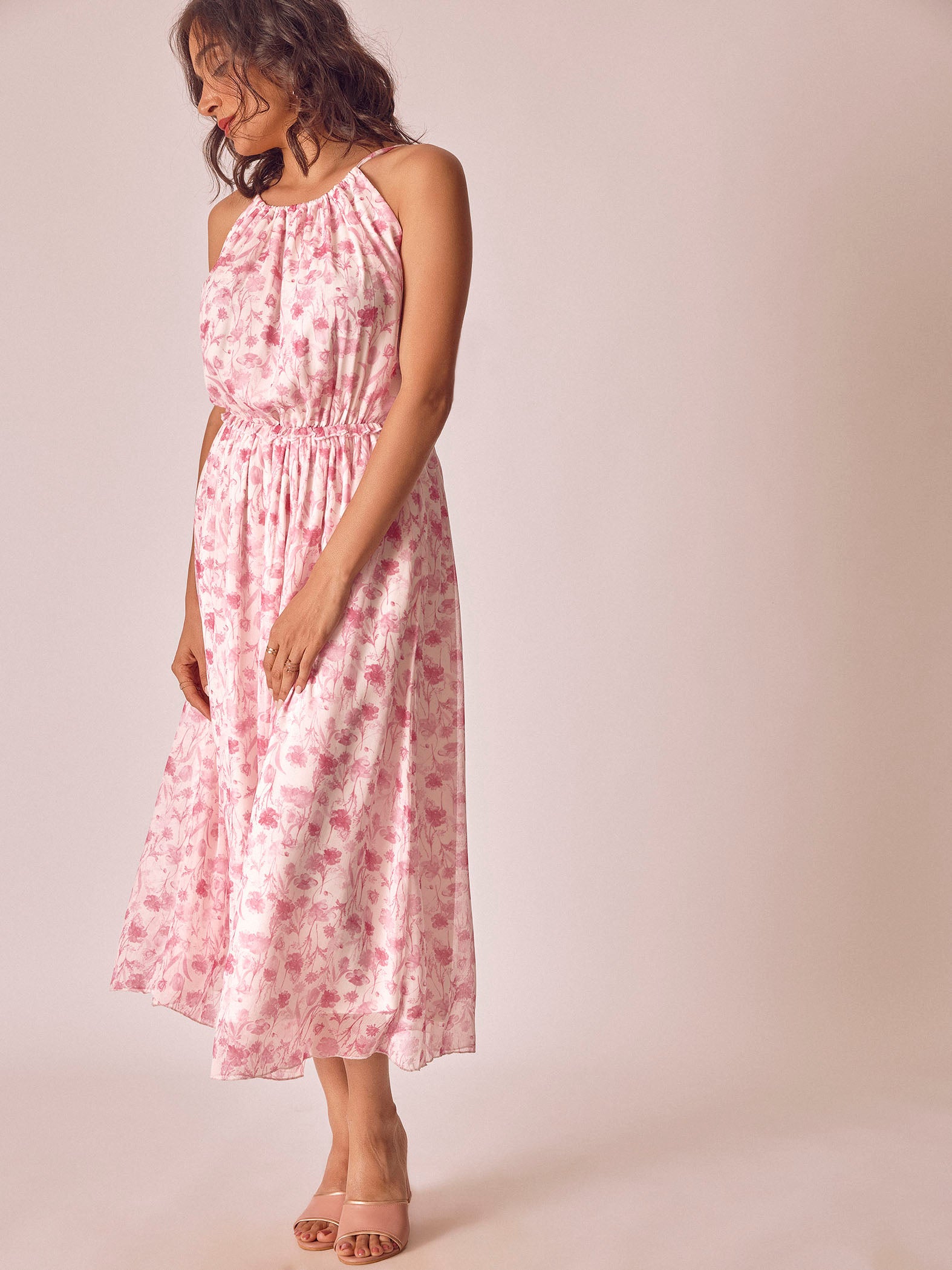 Cherry Blossom Ruffle In Cut Dress